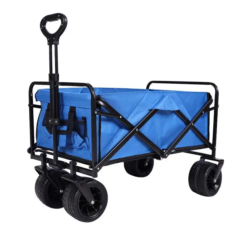Feistel Collapsible Foldable Extended Wagon, Heavy Duty Folding Utility Garden Camping Cart with Big All-Terrain Beach Wheels