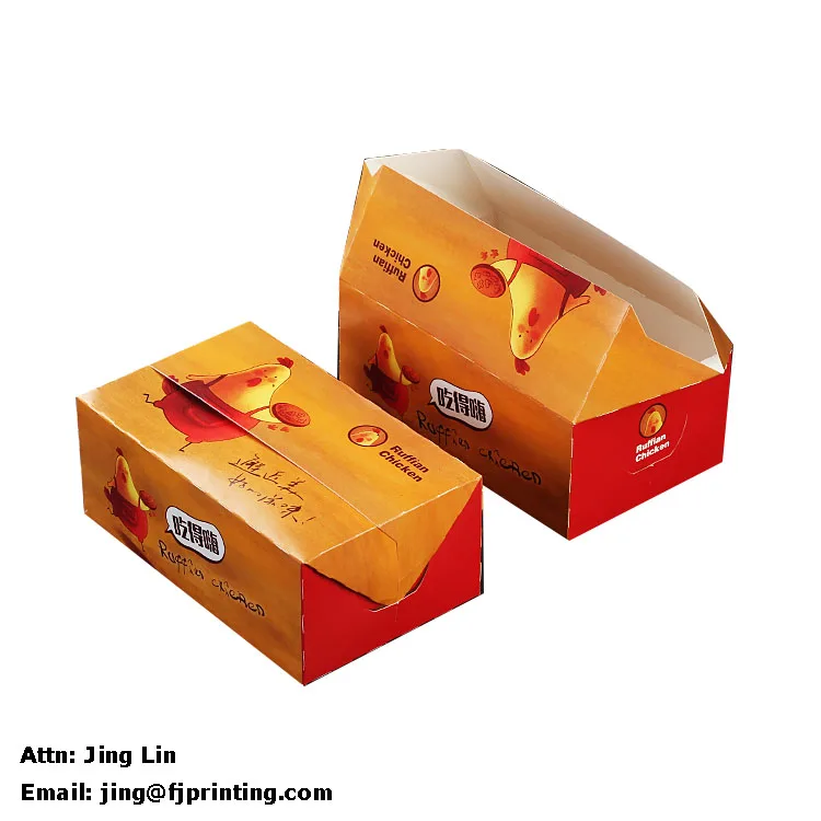 Food grade greaseproof custom printing fast food french fired chicken nuggets packaging paper box