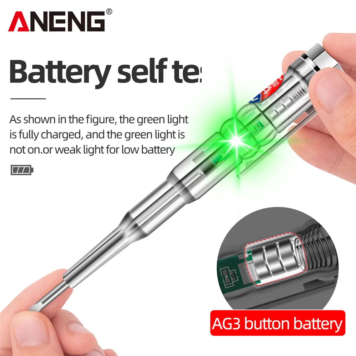 ANENG B14 24-250V Tester Electric Induced Electric Screwdriver Probe With Indicator Light Sound and Light Alarm Test Pen