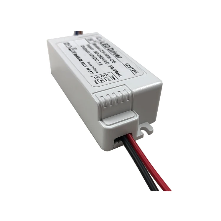 IP67 square plastic body power supply AC90-265v DC12/24v 12w slim plastic body power supply