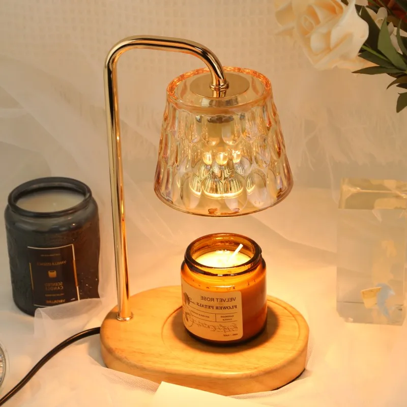 2024 Wholesale Hot Modern Wood Base Candle Wax Warmer Lamp Adjustable Switch Dimmer Electric Scented for Indoor