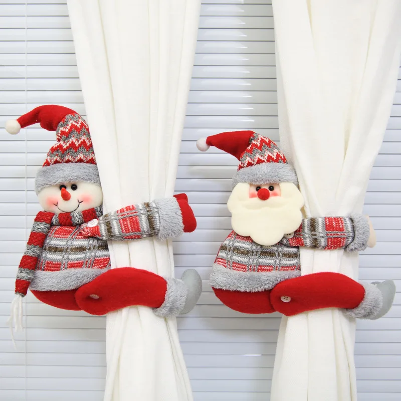 christmas Santa Claus Curtain Tiebacks cute christmas doll elk moose Curtain Tiebacks for window decoration