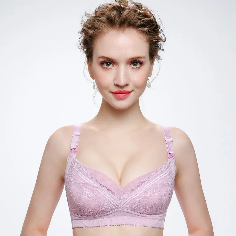 
Good Feedback High-End Women Comfortable Lace Nursing Bra Soft Wire-Free Breastfeeding Clasp Maternity Bra 