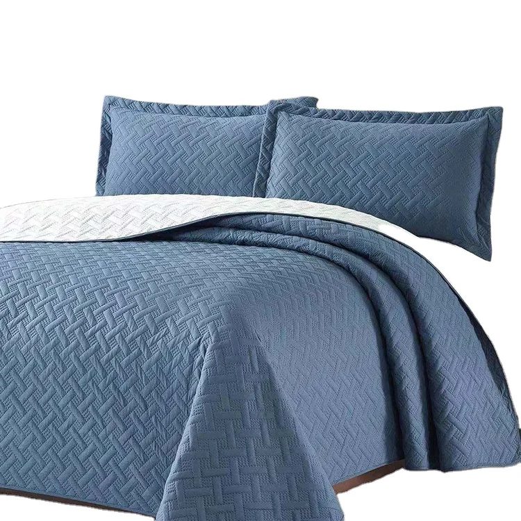 3 pieces king sizes quilts set china double sided quilt blanket factory summer thin summer quilt