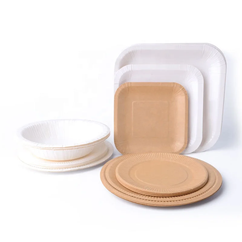 printon square round disposable paper plates cake packaging food trays sets