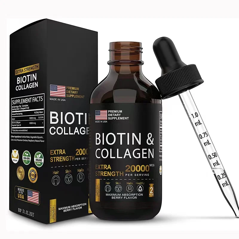 Biotin and Collagen Drops for Hair Growth Healthy Hair Skin and Nails Liquid Biotin and Collagen Supplement  Better Absorption