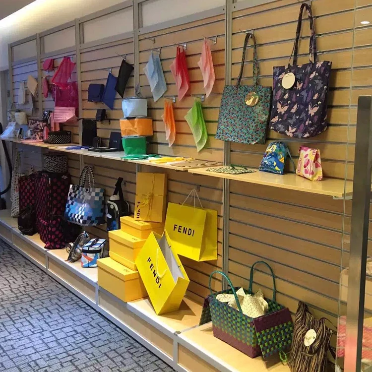 aluminium frame slatwall display stand showroom rack