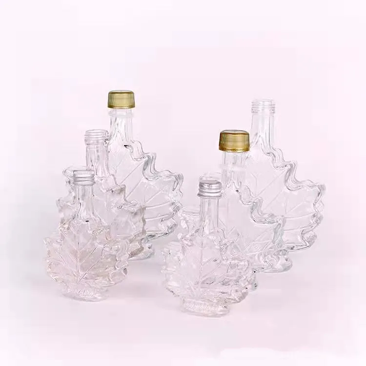 
50ml 100ml 250ml maple leaf unique design mini glass bottle 