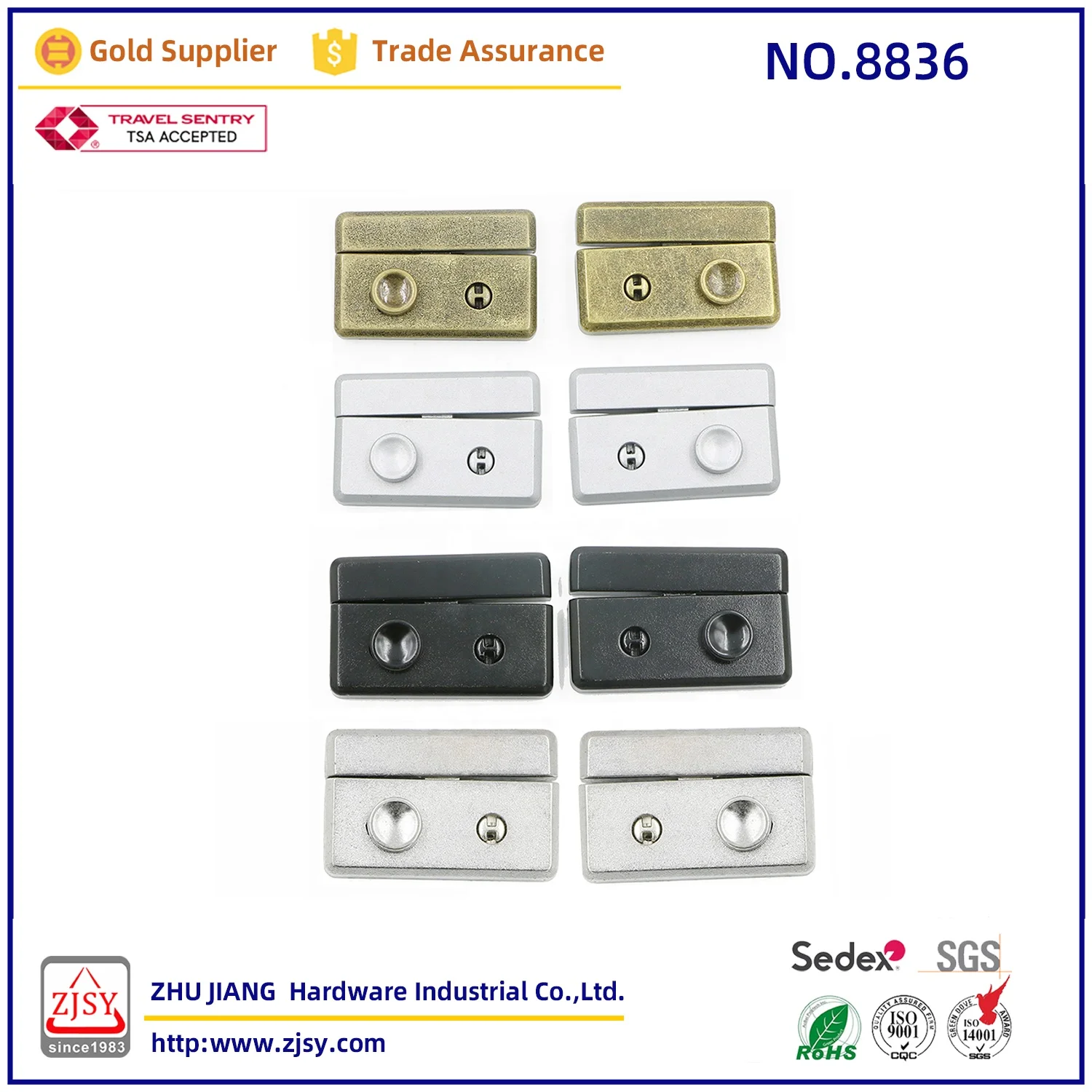 8836 hot selling products with lock buckle pair lock fashion gift box lock factory direct sales case hardware accessories
