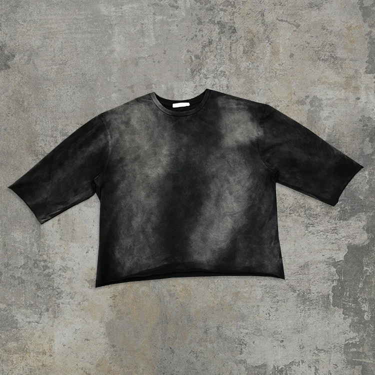Custom heavyweight t-shirts sun faded fade oversized boxy cropped tee streetwear t shirt men tshirts