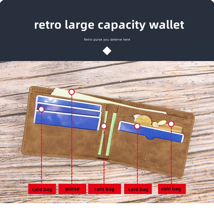 Индивидуальный минималистичный тонкий винтажный кошелек RFID Блокировка двойного сложения Подлинная Кредитная карта PU мужской кожаный кошелек