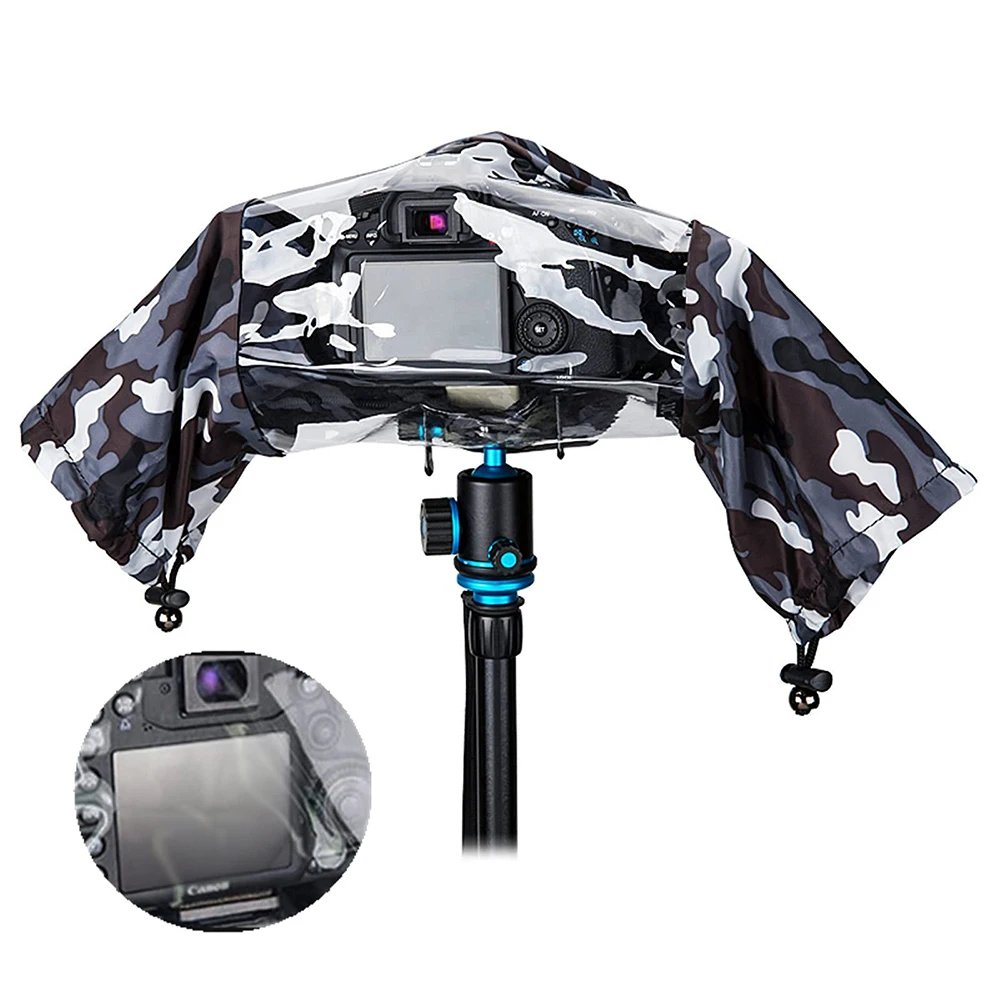 Camo Camera Gear Accessories Clear View Camera Lens Rain Cover Raincoat Sleeve LensCoat Camera Coat for Canon EOS Sony 24-200mm