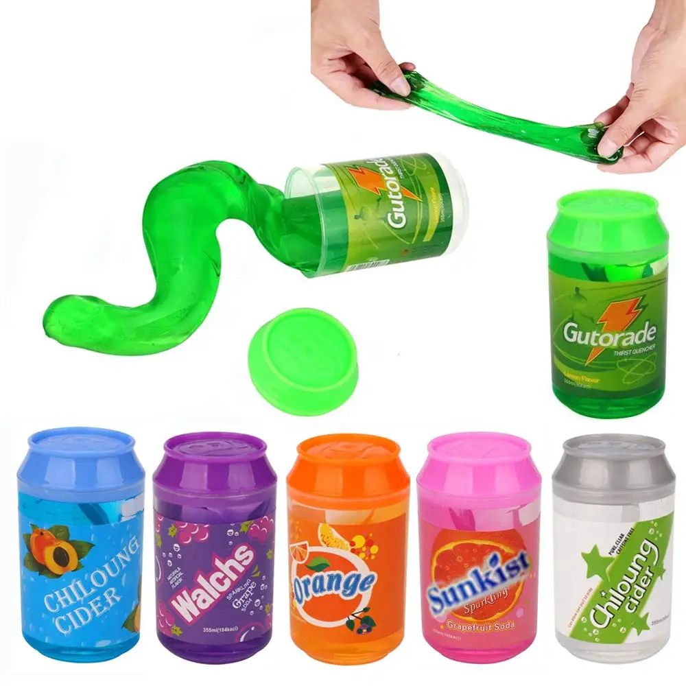 Crystal Soda Slime Putty Cute cans of clay colors mud DIY transparent jelly Soft Magic Clay blowing bubbles Slime Toy
