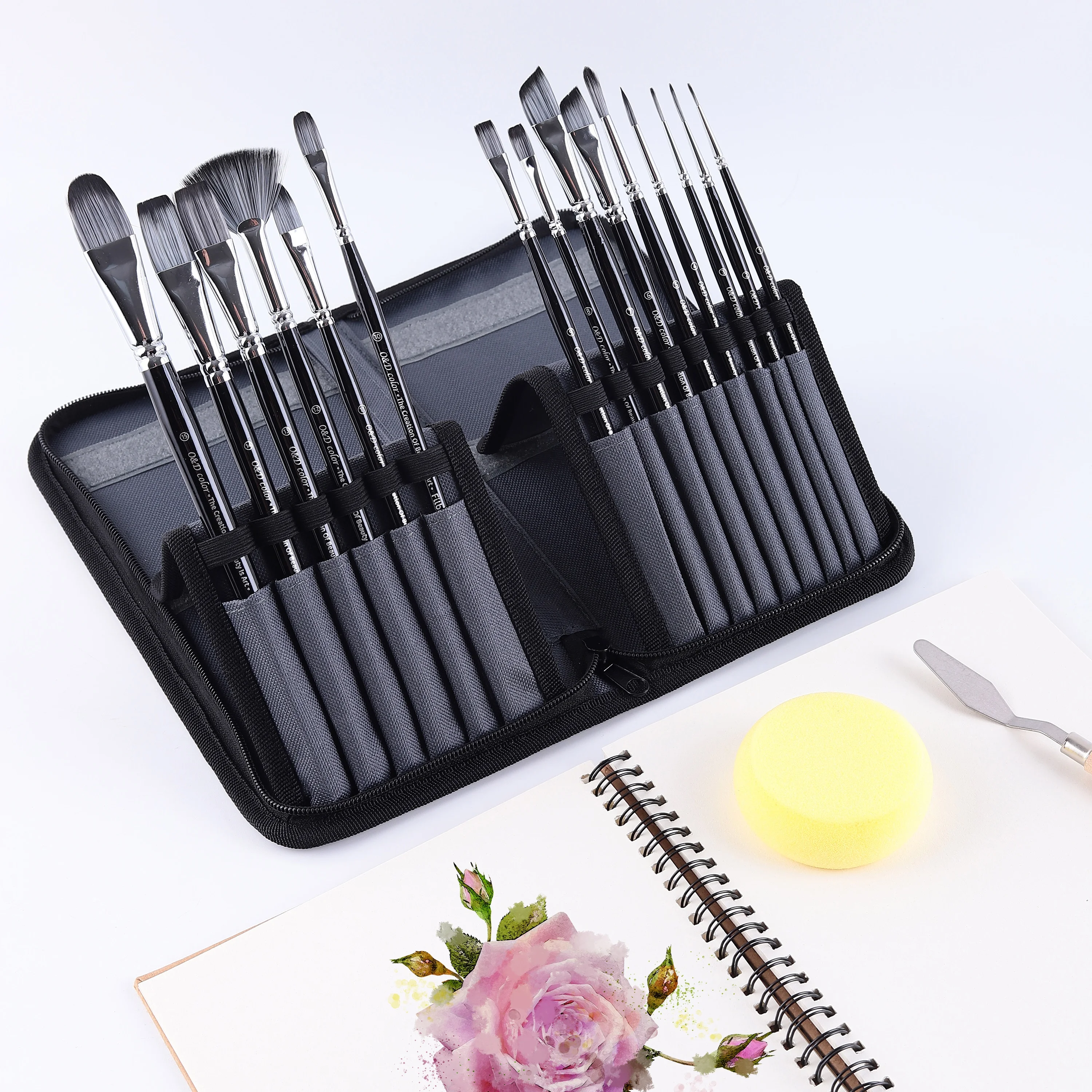 15 Pieces high end professional art brush synthetic nylon hair artist painting brush set for  acrylic oil watercolor gouache