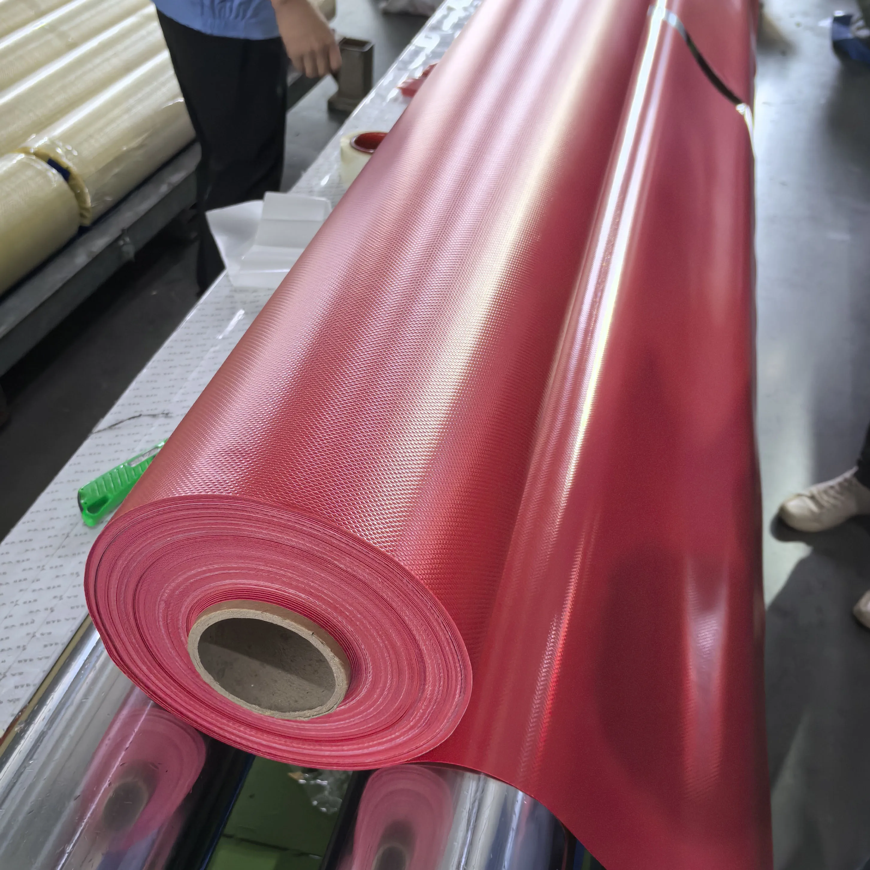 Polyester Airtights Material Fabric with Solvent Resistant for Tents PVC Tarpaulin Waterproof For Bags Weft Knitted Embossed