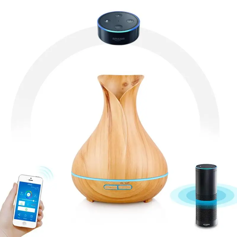 Work With Alexa Google Home Ultrasonic Humidifier Home Smart Wifi Wireless Essential Oil Aromatherapy 400ml Diffuser