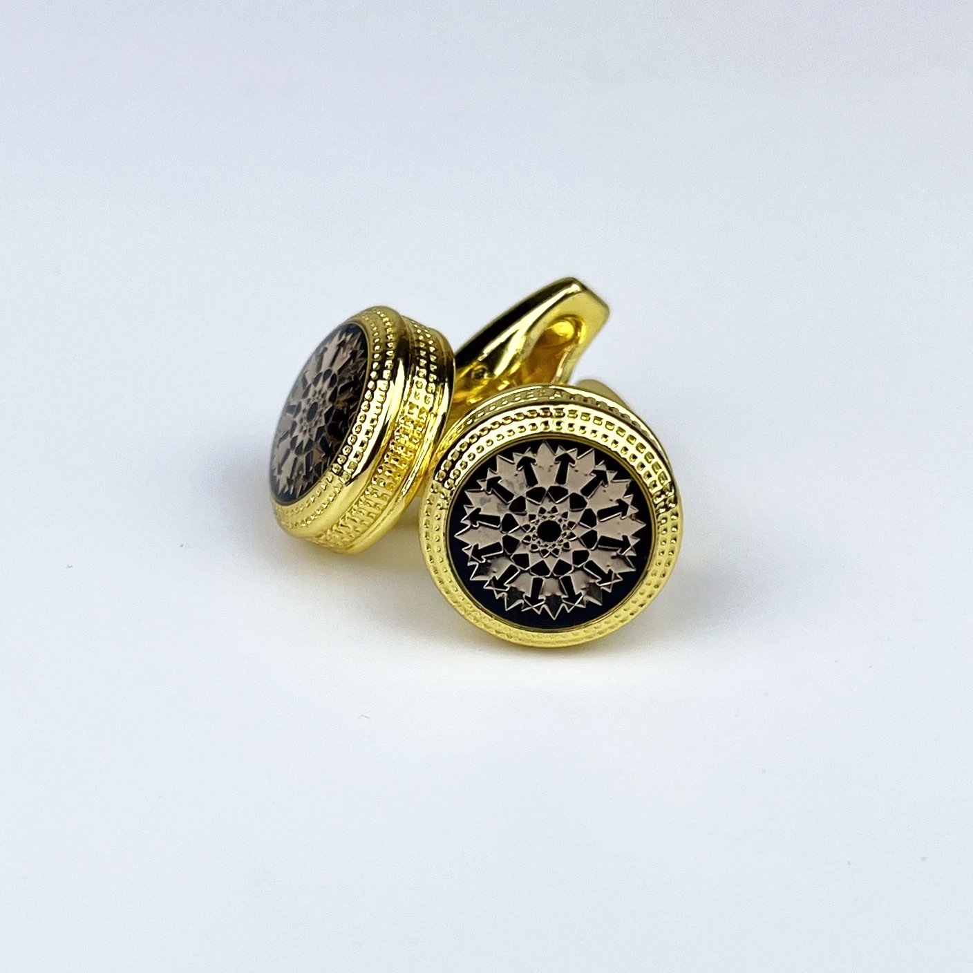 Manufacturer Arabic Design Metal Cufflinks Gold Plating Cuff Diy Jewelry Making Luxury Shirt Thobe Cufflinks double set for Men