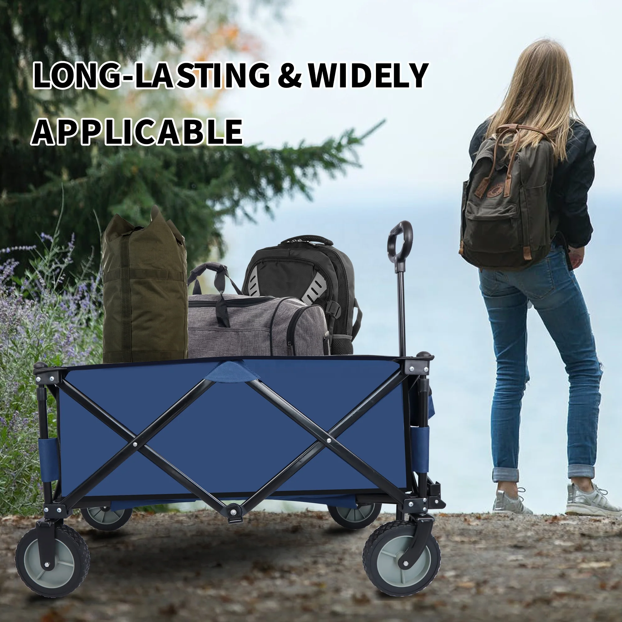 Large Capacity Heavy Duty Collapsible Foldable Wagon for Beach Sports Shopping & Camping Portable Industrial Platform Cart OEM