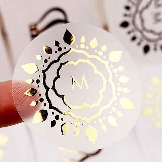 Custom Transparent Stickers Hot stamping gold/silver Sticker Packaging Labels  Printing