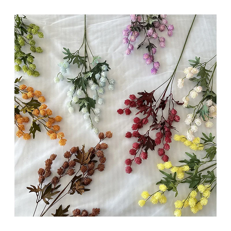 Yuanbao Cui Pearl fruit Factory Wholesale Tabletop Decorative Artificial Silk Chrysanthemum Flower Branch Dried Flower Design