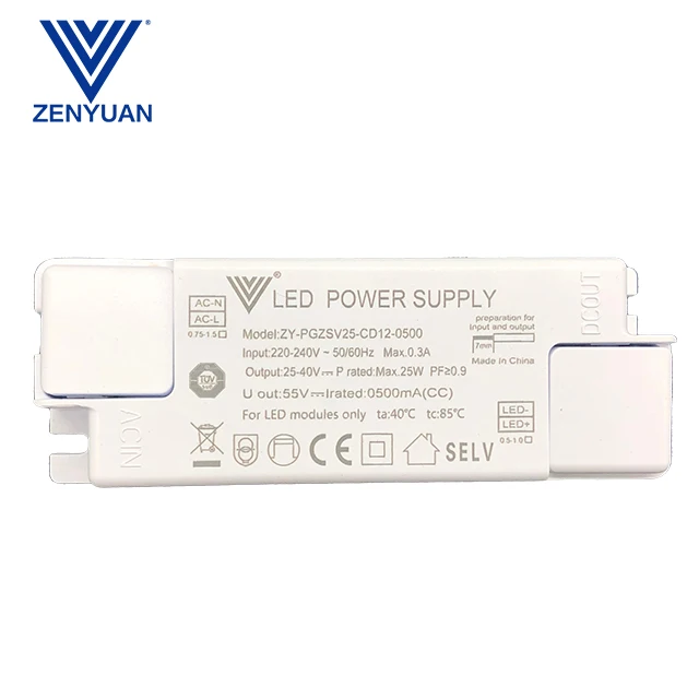 ZENYUAN Constant Voltage 25W 27W 30W 36W 42W 220-240V AC 24V 39V DC IP20 Single Output  Thin Led Power Supply Transformer Driver