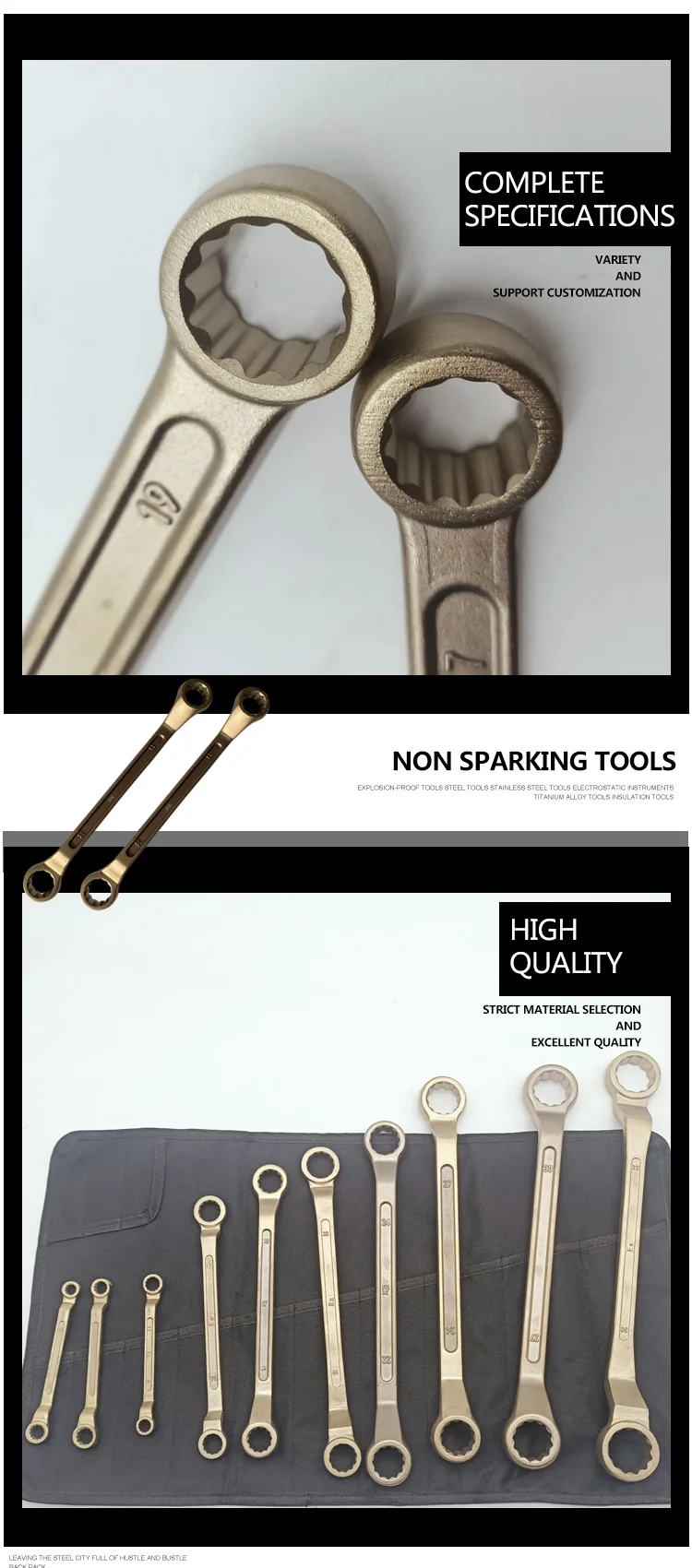 China High Quality Safety Tool Explosion proof Double Box End Wrench Aluminum Bronze Non sparking tools gisam impact wrench
