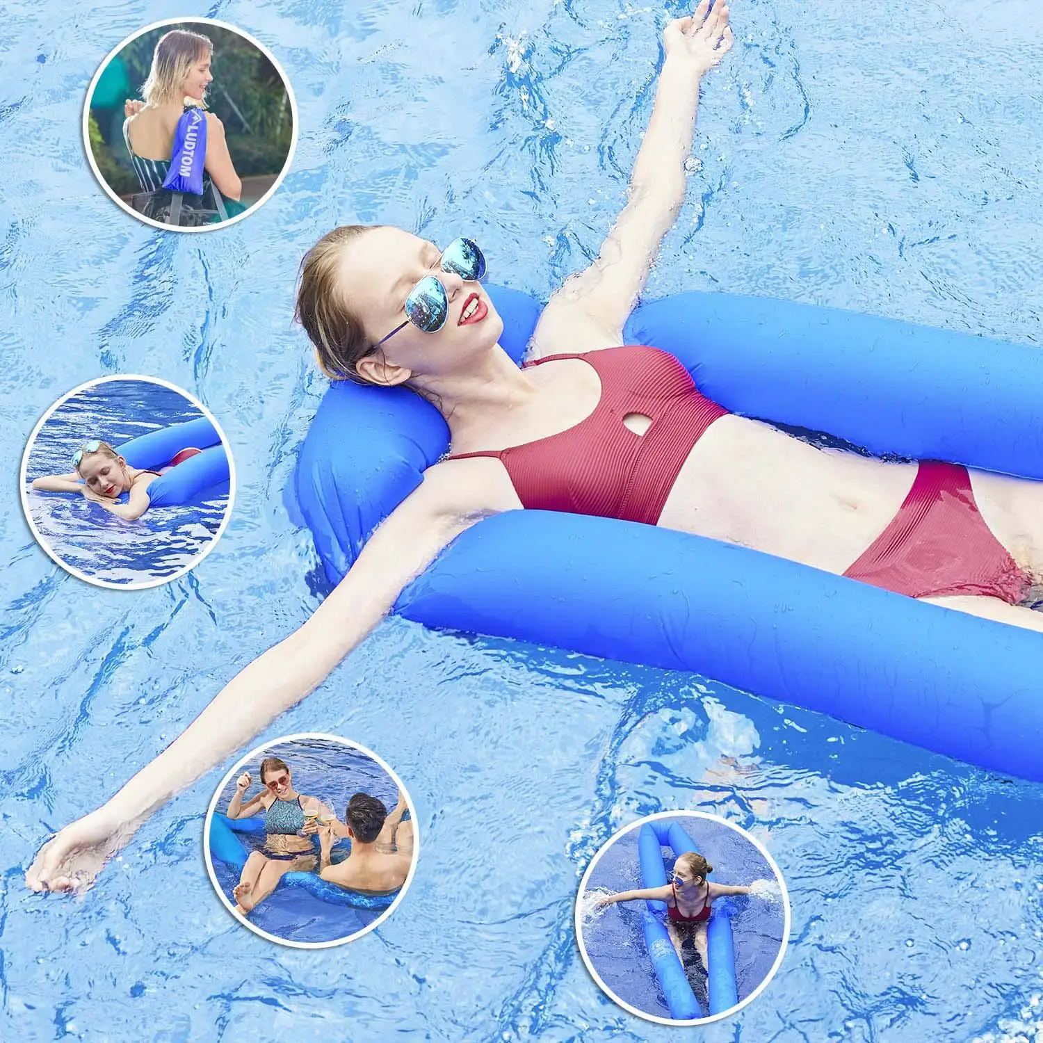 Portable Inflatable Pool Floats  2 in 1 Air Sofa  Swimming Pool Floats  Lounge Raft Summer Beach Party Toy