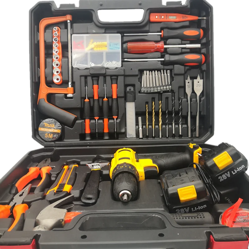 128PC Combo Toolset  Powerful Impact Drill set 28V Electric Toolset Ferramentas Eletricas Cordless Drill