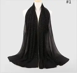 New Style Custom Bubble Chiffon Fancy Diamond Chain Ladies Muslim Hijab Islamic Hijabs