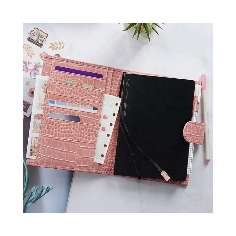 Elegant pink custom PU croco leather a5 printing planner agenda