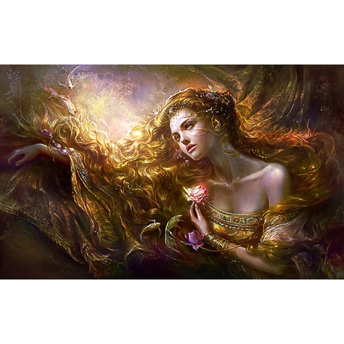 Large Size DIY Diamond Art Golden Hair Beauty Diamond Painting For Home Decoration Custom Diamond Painting