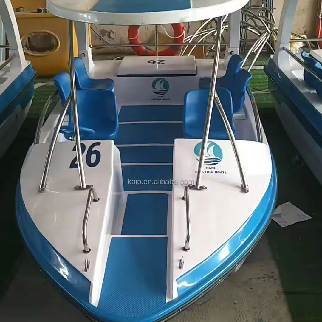 Clean energy fiberglass pedal electric 8-person fishing speedboat inflatable water bumper boat pontoon water tricycle