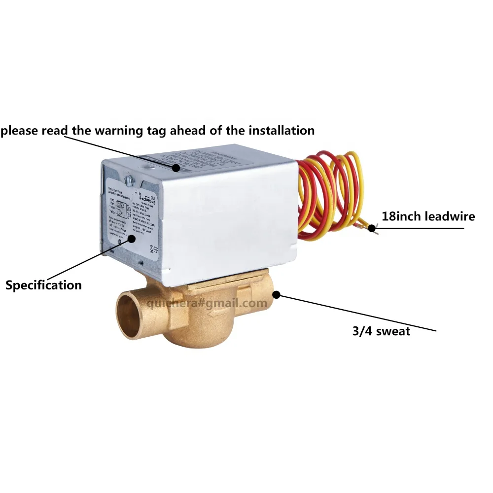 Honeywell Type 24 V V8043E1012  2 Port 3/4' Sweat and 22mm 220V 230V compression Connection motorized Zone Valve