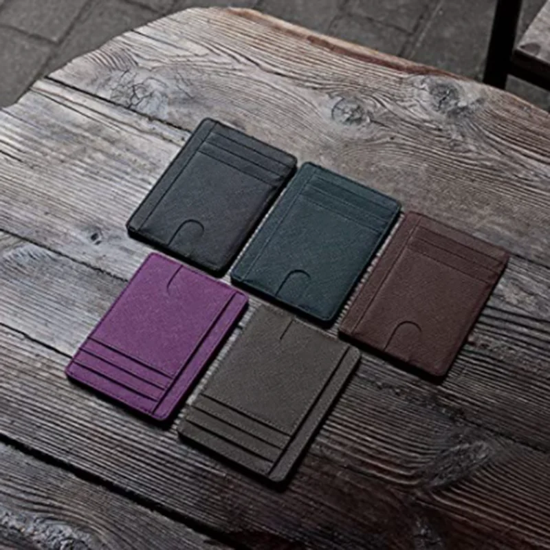 Slim Minimalist Front Pocket RFID Blocking Leather Credit Card Holder Wallets for Men Women