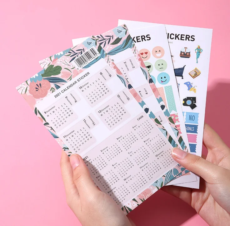 
2021 Creative calendar sticker Personalized hand ledger sticker for N times Stationery cover sheet custom sticker 
