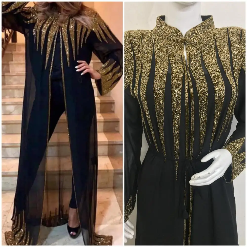 Dubai High Class Muslim Women Clothing Farasha Long Sleeve Casual Kaftan Jilbab Vintage Islamic Lady Middle East Wear Cardigan