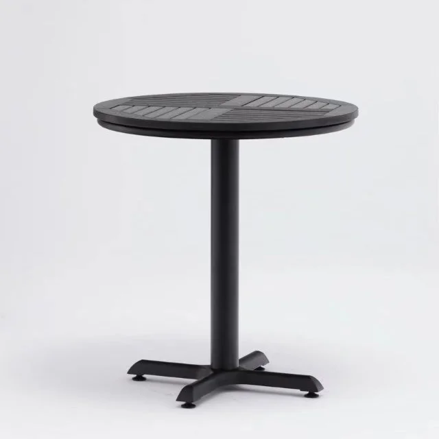 Aluminum frame PS parquet plastic wood multicolor column four-legged outdoor furniture round table