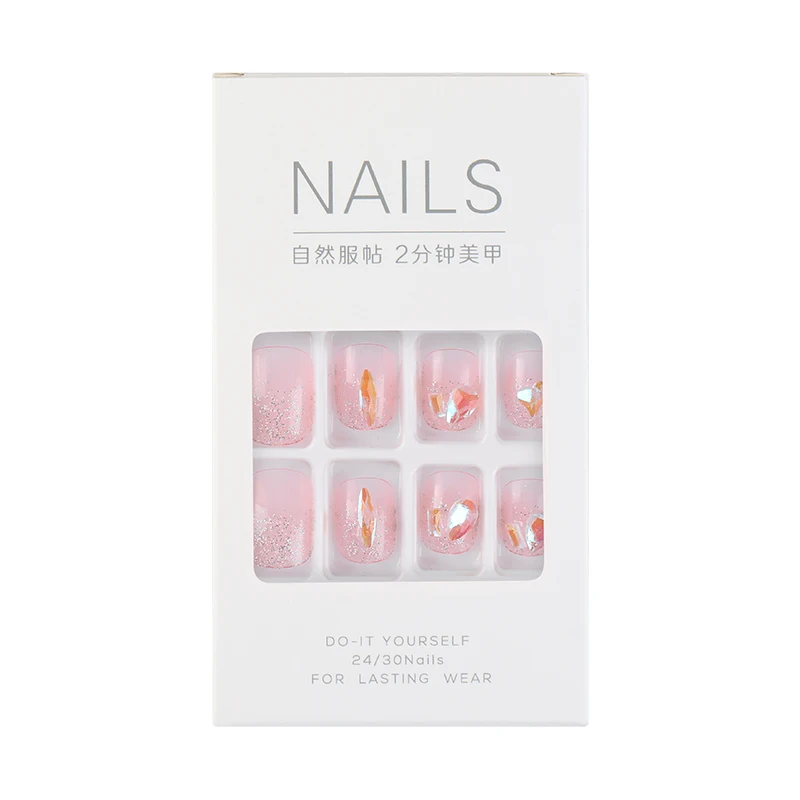 Eco Friendly Private Label 24pcs Stick Acrylic Gel False Nail Forms Set Press On Nails Reusable Artificial False Nails