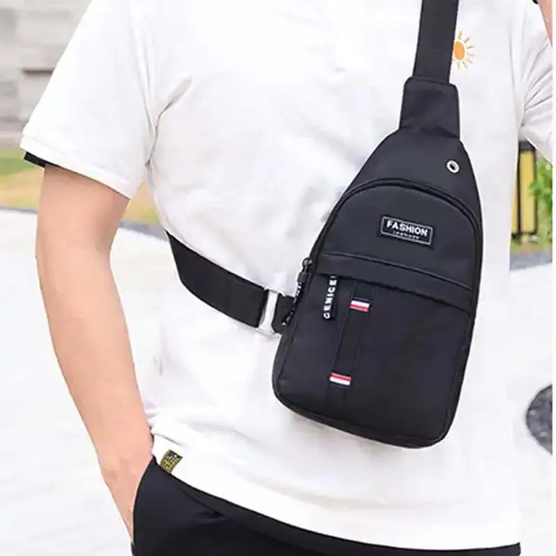 Outdoor Travel Water Resistant Small Crossbody Sling Backpack Men Fashion Chest Bag With Headphone Hole Sling Bag For Women