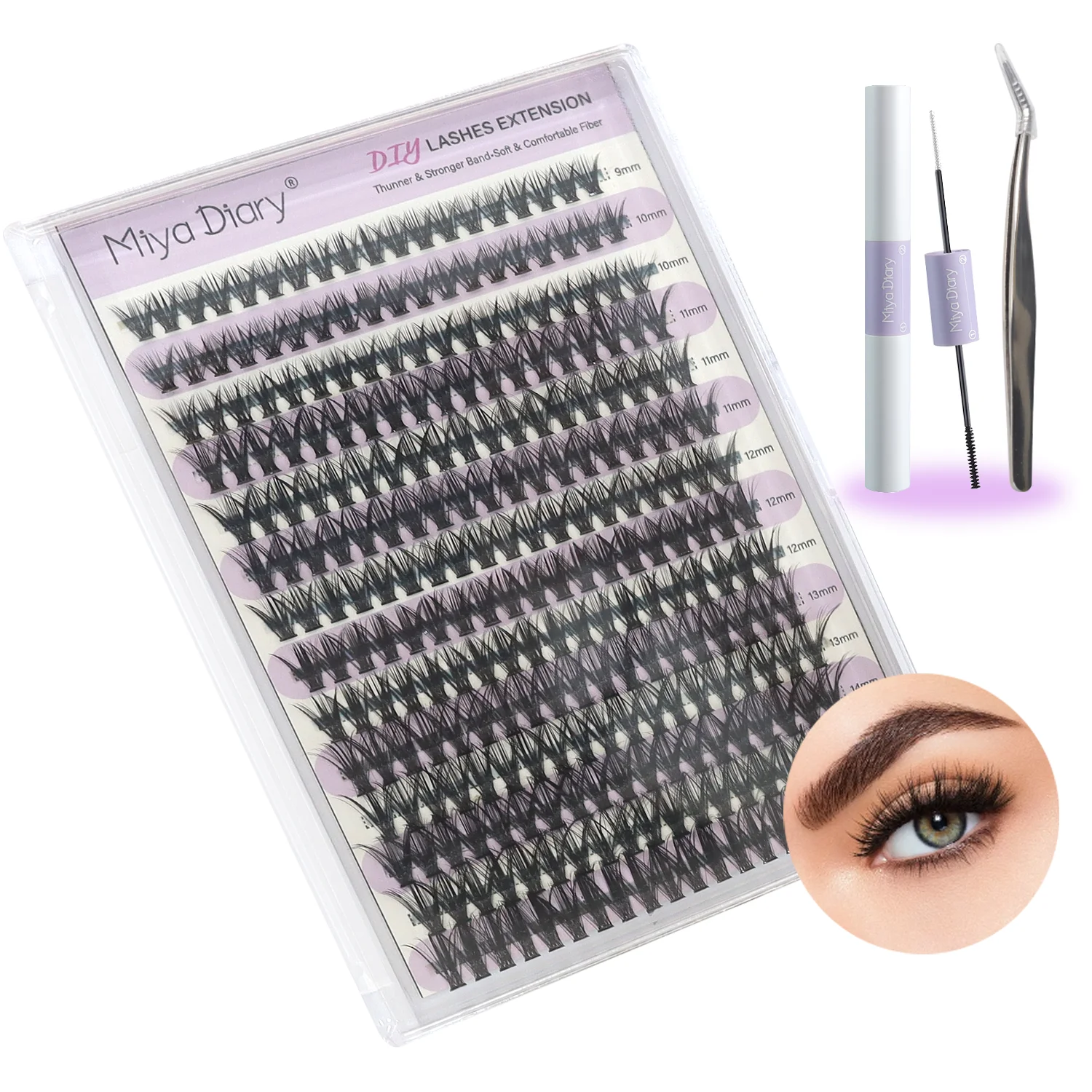 Wholesale handmade waterproof diy lash Kit Eyelash Extension Kit Diy Pre-Cut Segmented Lash strap tweezers
