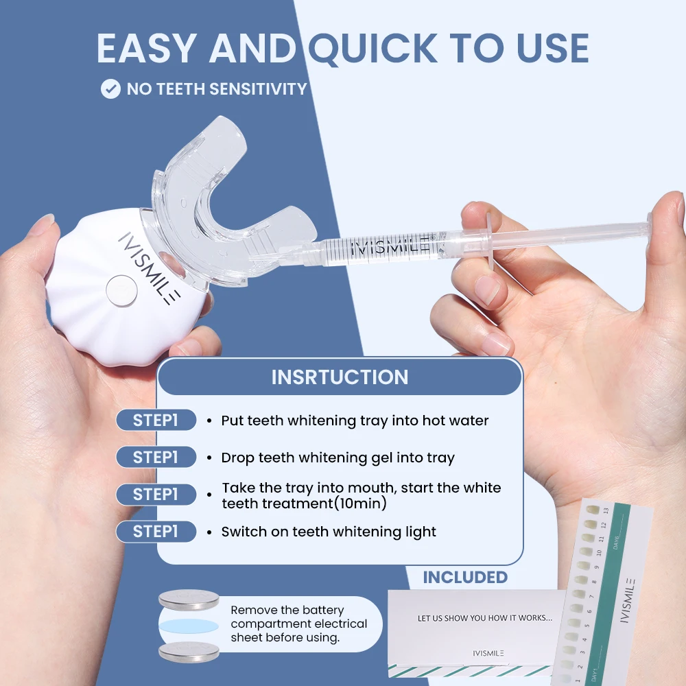 IVISMILE CPSR CE Approved Dental Bleaching Gel Peroxide Free PAP Whitening Kit