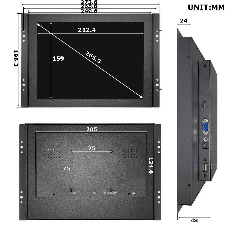 10 Inch 1024*768 Resolution Industrial Open Frame Touch Monitor For Industrial