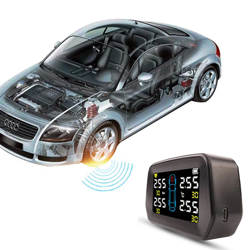 
TPMS tire pressure monitor external automobile universal tire detection monitor wireless solar tire pressure detection 