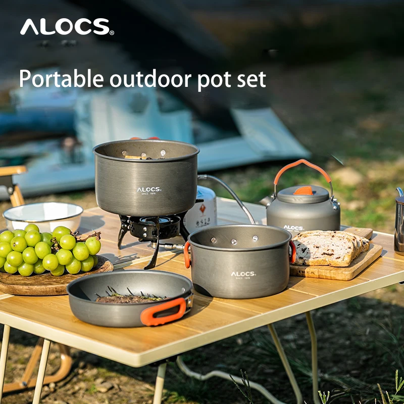 Alocs outdoor cooking artifact Four piece pot set deliciousness at hand