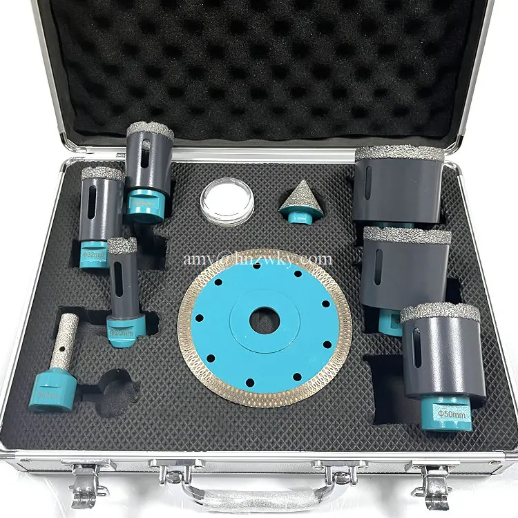 Brazed M14 Diamond porcelain tile hole saw set Diamond Core Bit kit diamond drill bit set for Tiles Granite Marble Ceramic