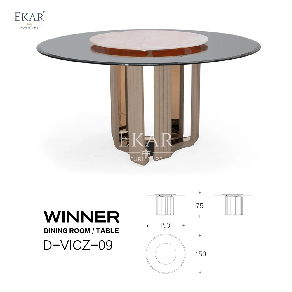 Modern Luxurious Pink Jade Marble round Dining Table with Antique Brass Base for Kitchen Hotel or Hall Dining Room Furniture