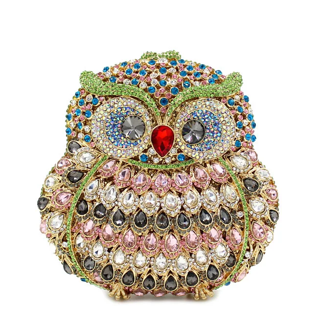 2021Classic owl crystal stone clutch bag hardcase crystal bag ladies wedding party purses handbags evening bag