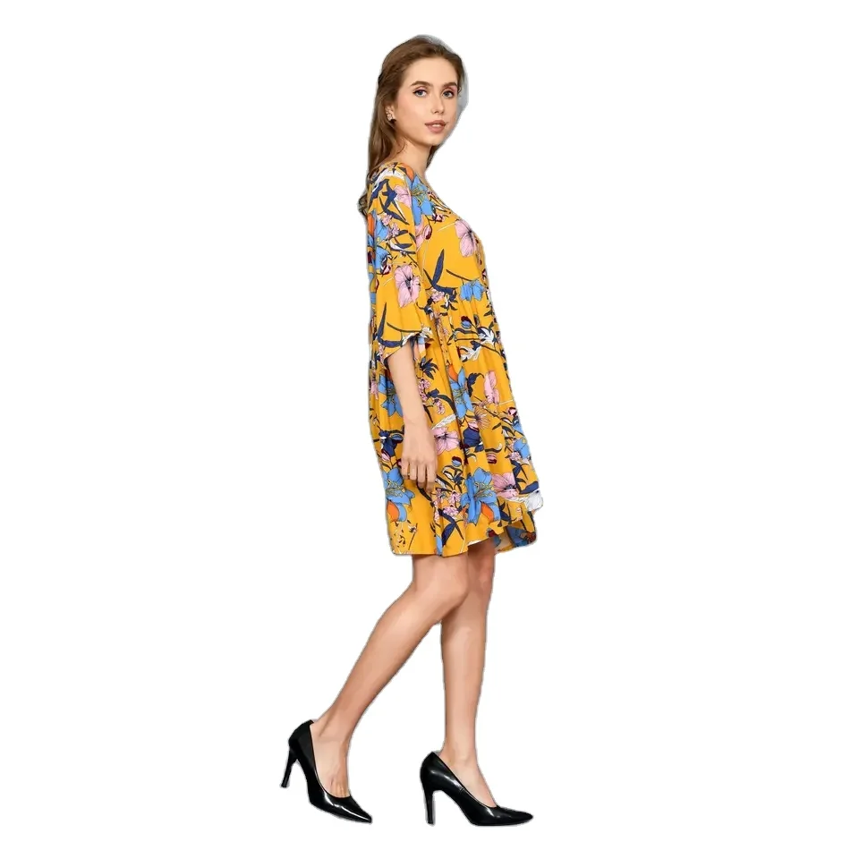 Women Casual Dress Premium Quality Summer Wear Bali Clothing Colorful 100% Rayon Custom Bali Manufacturer Dress DRN022T09