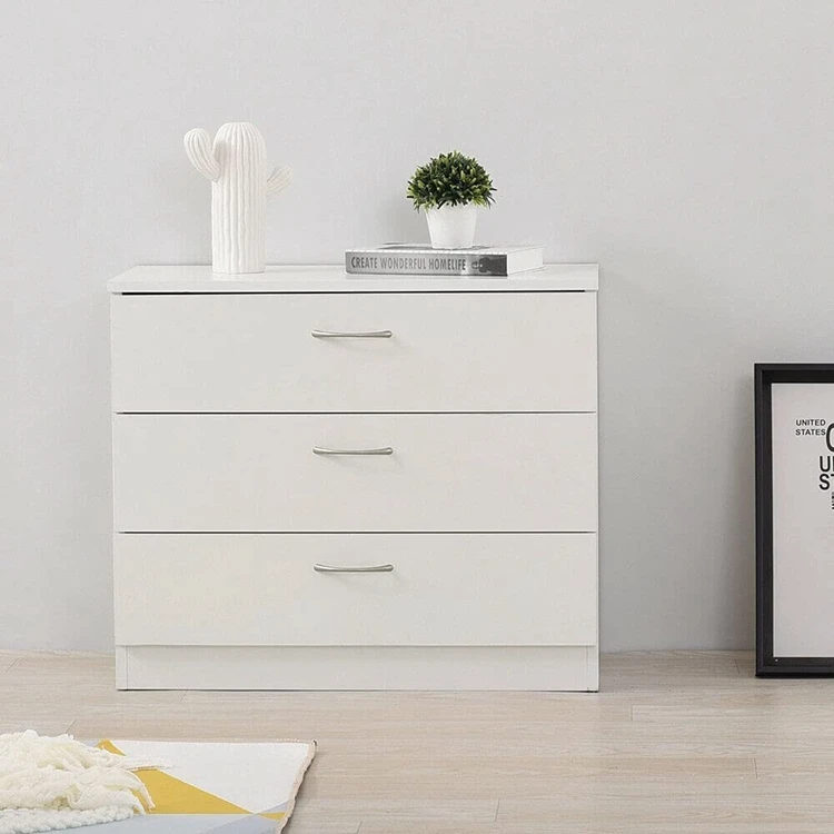 White Chest of Drawers 3 Draws Bedroom Furniture Hallway Storage Cabinet Matt