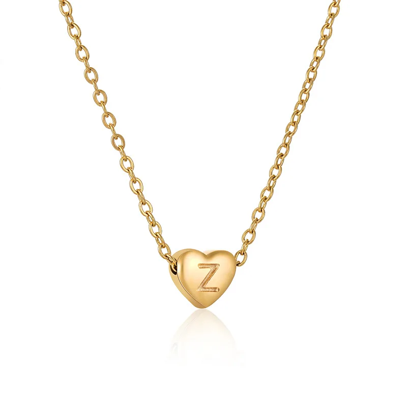 DAIHE Fashion Jewelry 18k Gold Plated Letter Necklace Stainless Steel Heart Pendant Necklace for Women